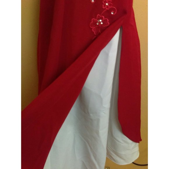 ABC KIDS USA Red & White Formal Spaghetti Layered with Lining Dress Youth Sz 12 - Picture 10 of 12